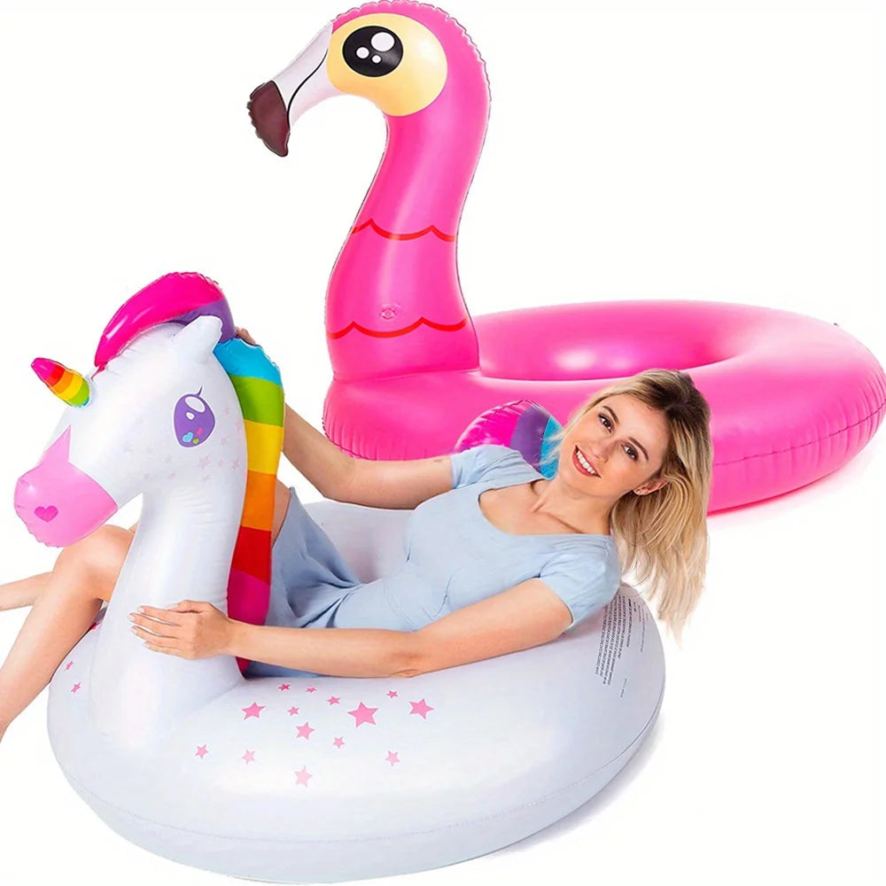 Joyfy Dual Pack Flamingo Unicorn Pool Floats for Kids