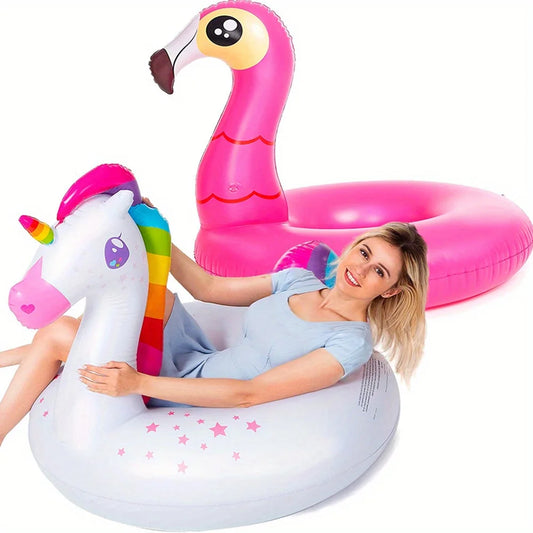 Joyfy Dual Pack Flamingo Unicorn Pool Floats for Kids