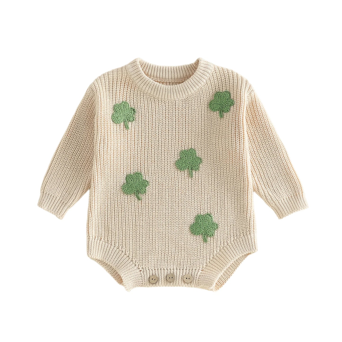 NONECN Adorable Newborn Romper Featuring Shamrock Embroidery