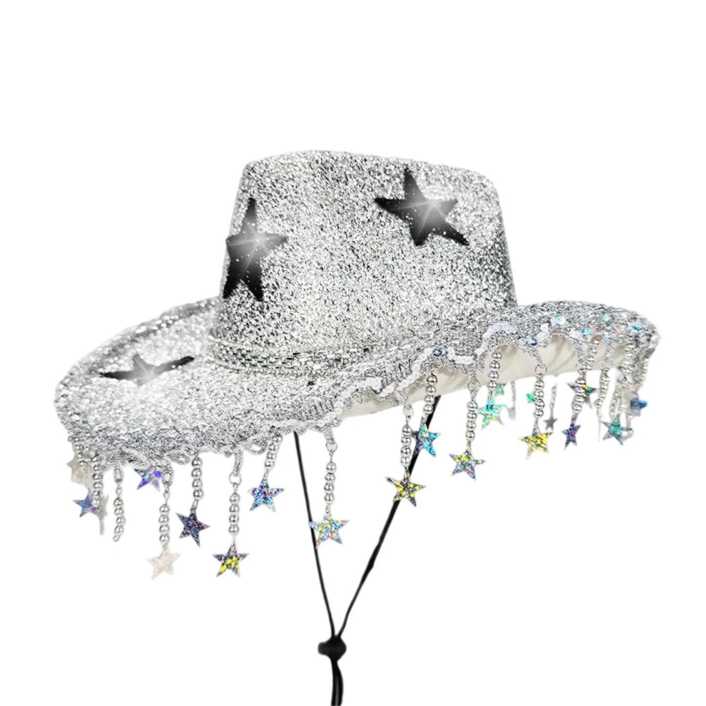 Glitter Western Hat With Rhinestone Embellishments