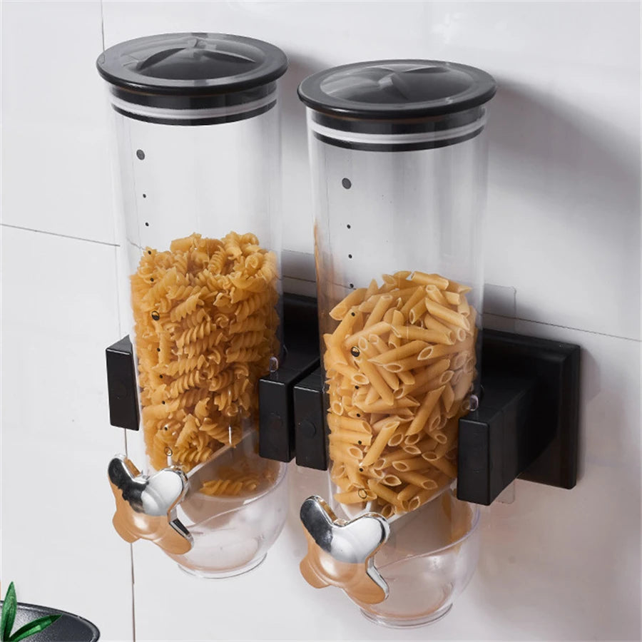 Wall Mounted 2 Barrel Cereal Dispenser For Grains And Coffee Beans