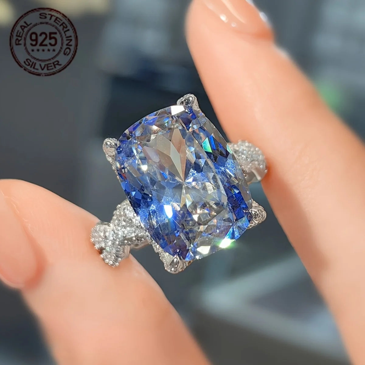WPOOCC Delicate Lab Grown Emerald Halo Engagement Ring