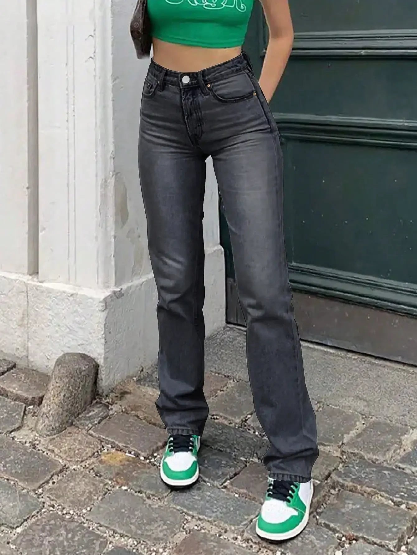 Women High Waist Stretch Straight-Leg Denim Jeans Classic