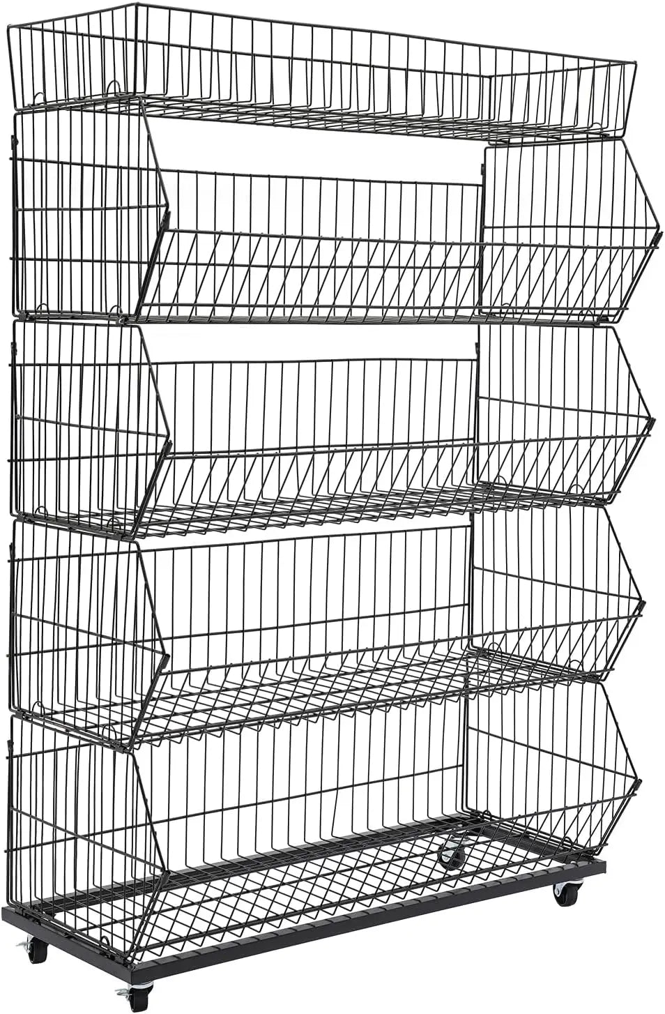 5-Tier Wire Metal Mobile Storage Shelf For Home And Market