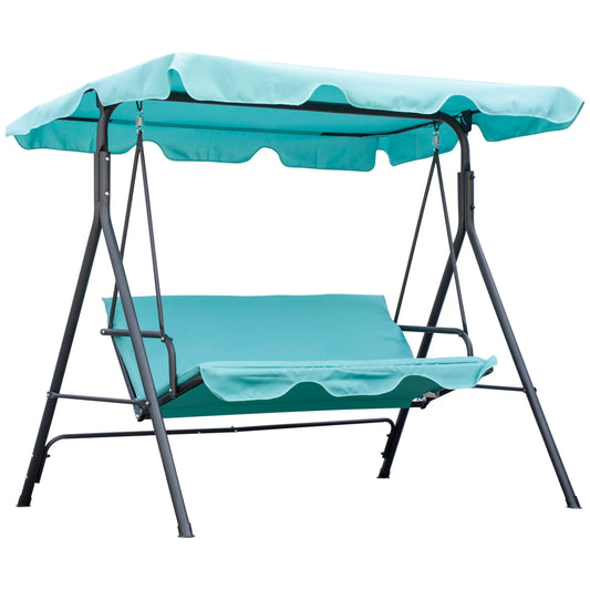 Outsunny Porch Swing Hammock Bench Chair With Adjustable Canopy