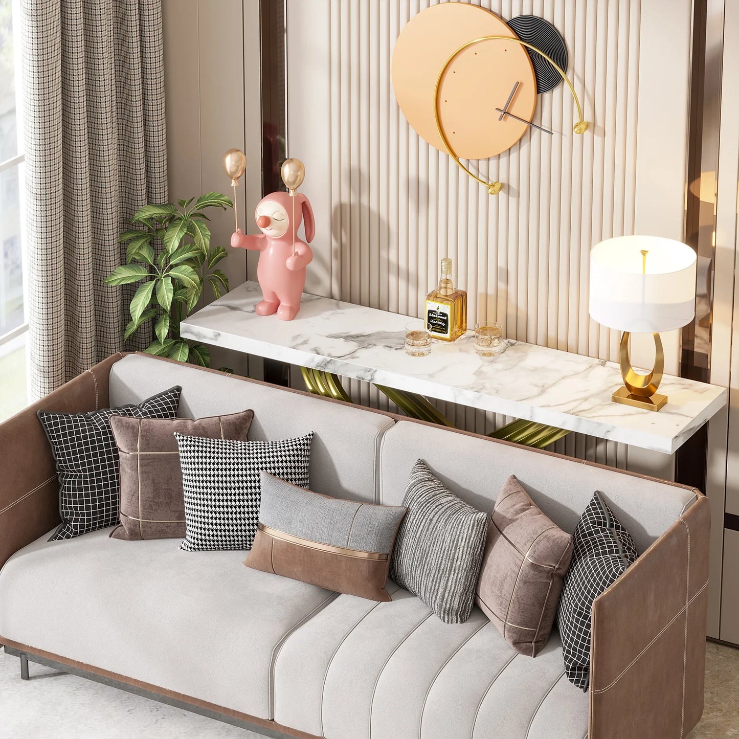 Tribesigns Modern Console Table With Faux Marble Finish Entryway