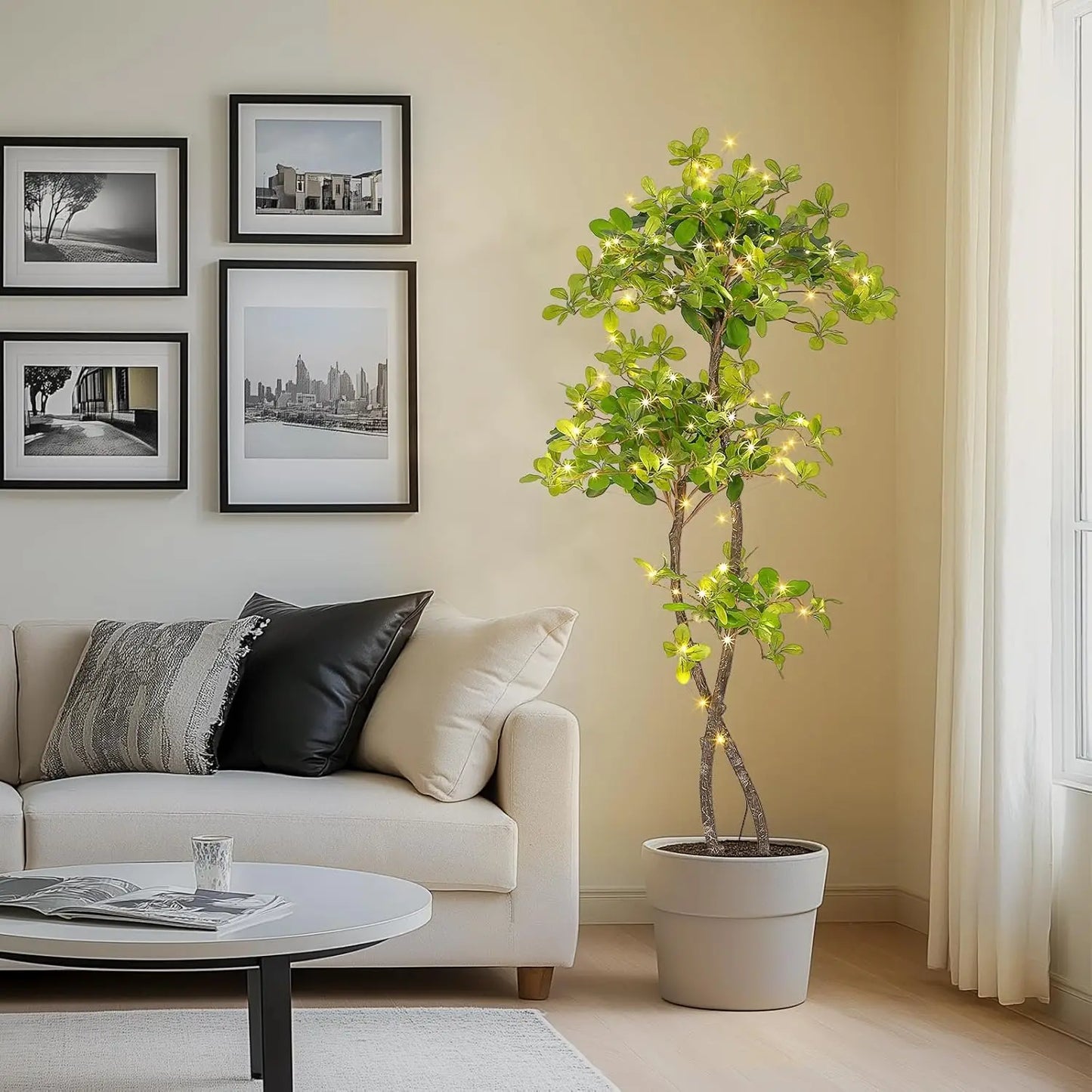 HiMISSCN Artificial Indoor Tree With 100 LED Lights