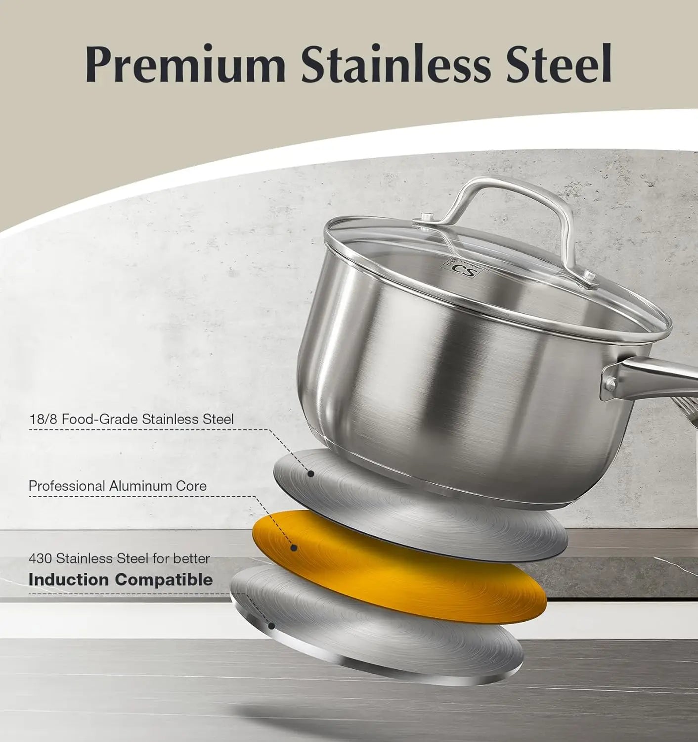 Koch Systeme CS Stainless Steel Cookware Set Induction Oven Safe