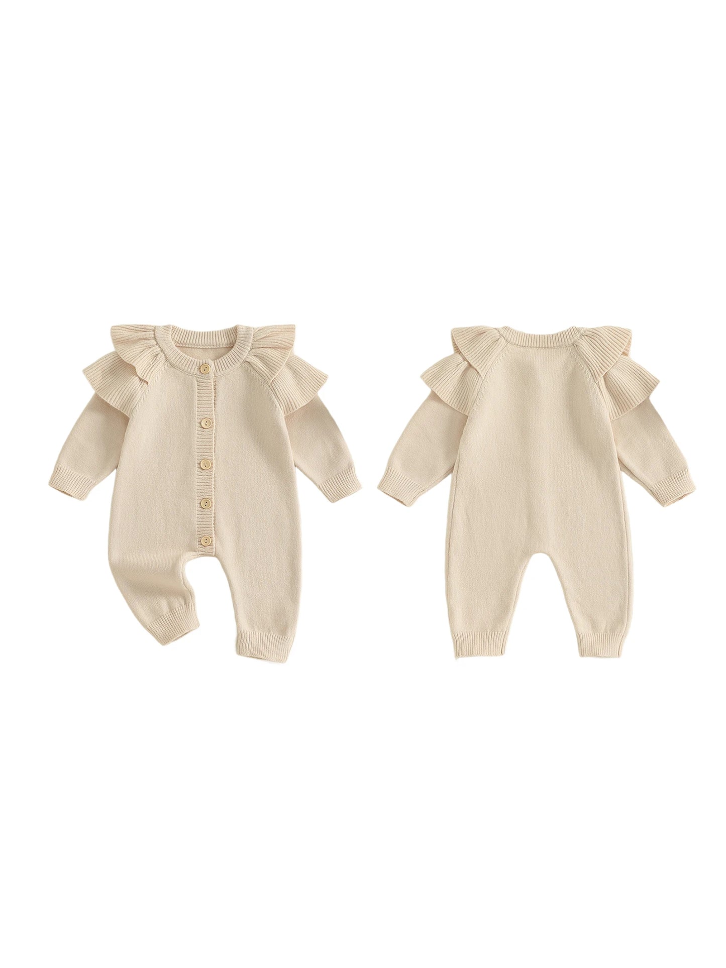 Toddler Winter Romper With Ruffle Detail And Cozy Knit