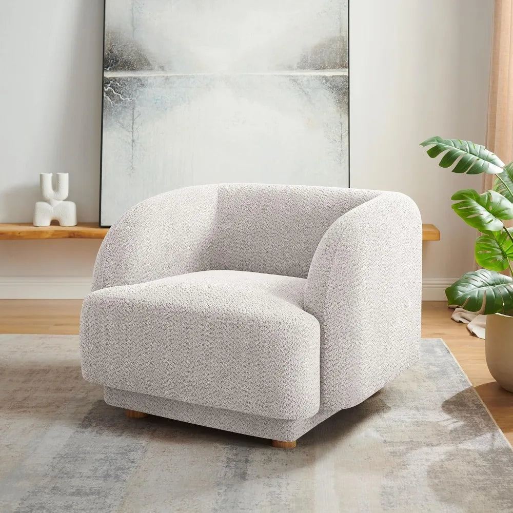 HUANZHUANG Modern Upholstered Living Room Chair With Wood Legs For Home Comfort And Style