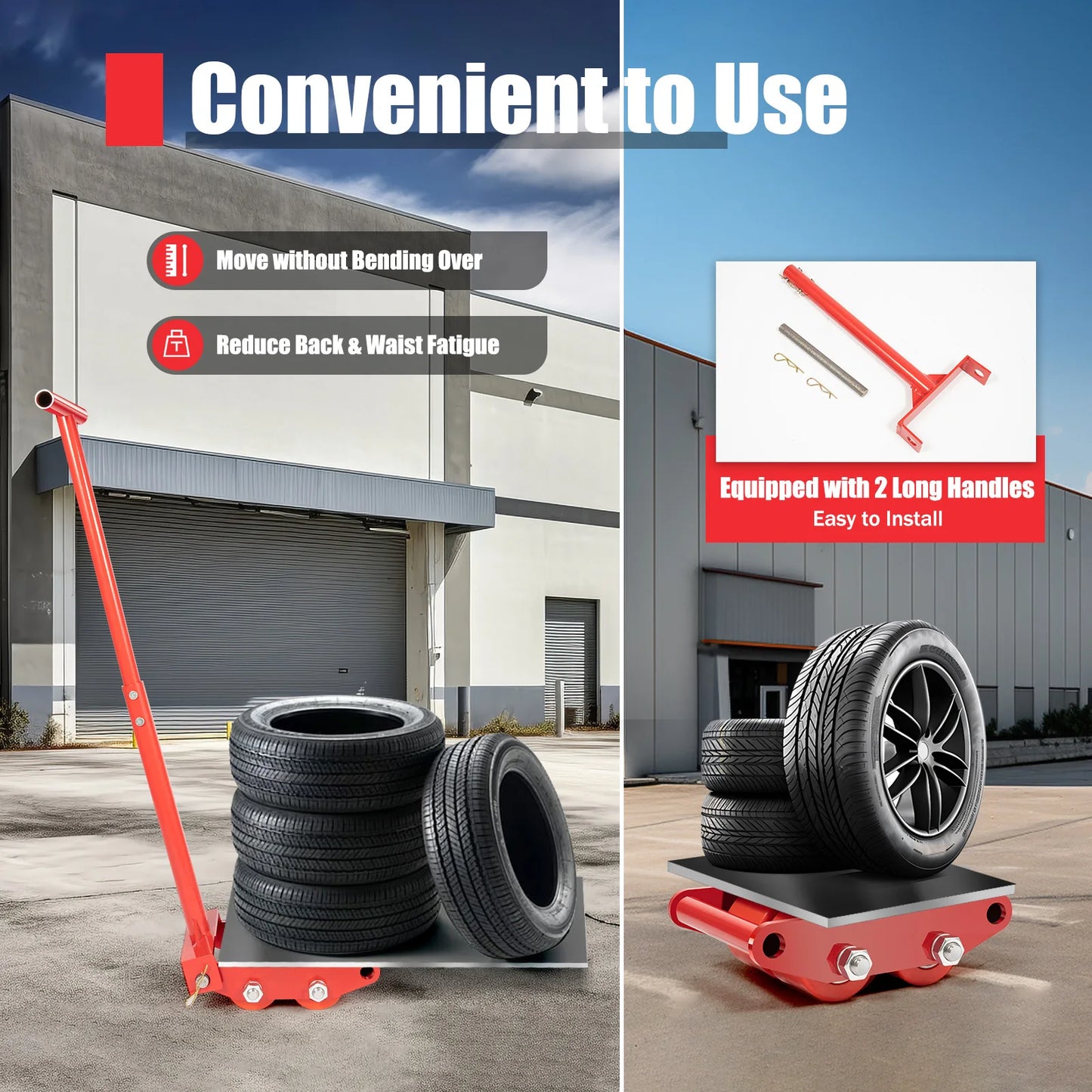 6 Ton Machinery Mover Skate Dollies With 360 Degree Rotation Cap And Four Rollers