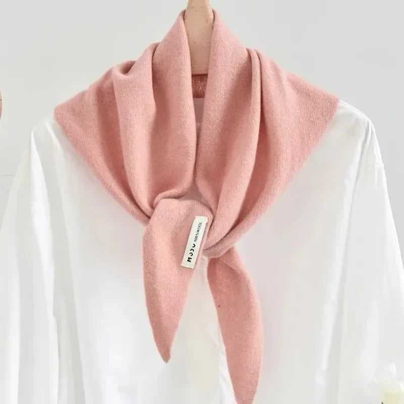 Australian Wool Knitted Triangle Scarf Shawl For Women Warm Winter