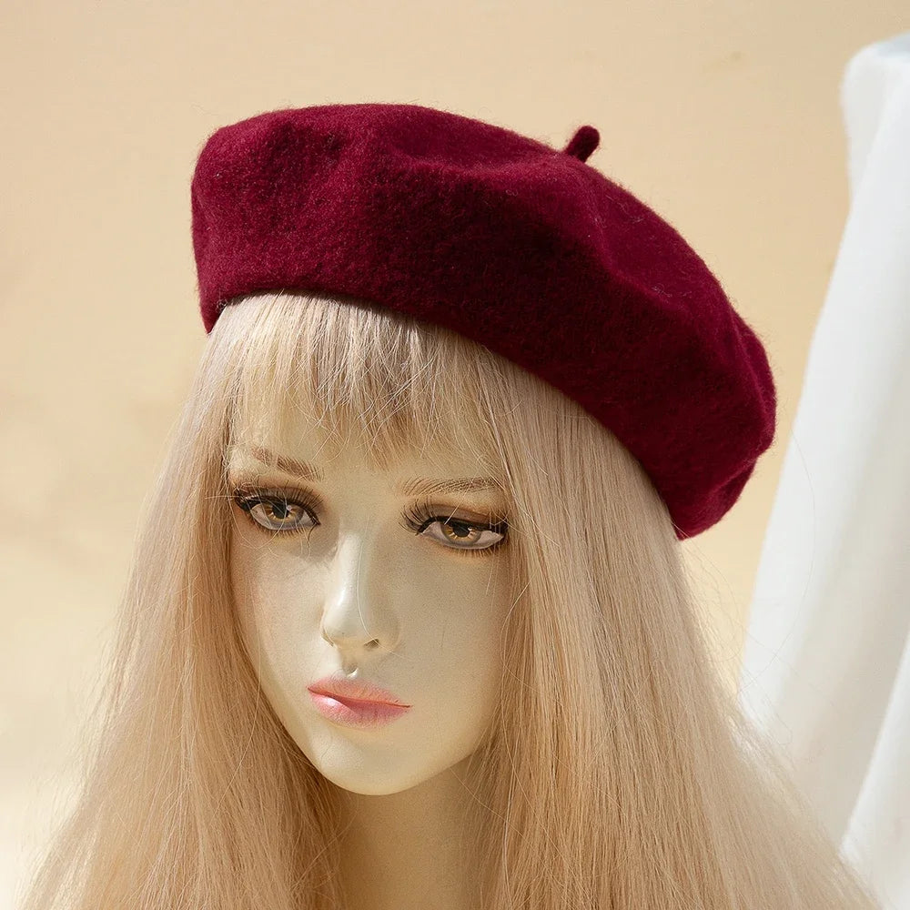 Womens Wool Beret Fashion Retro Artist Hat For Everyday Wear