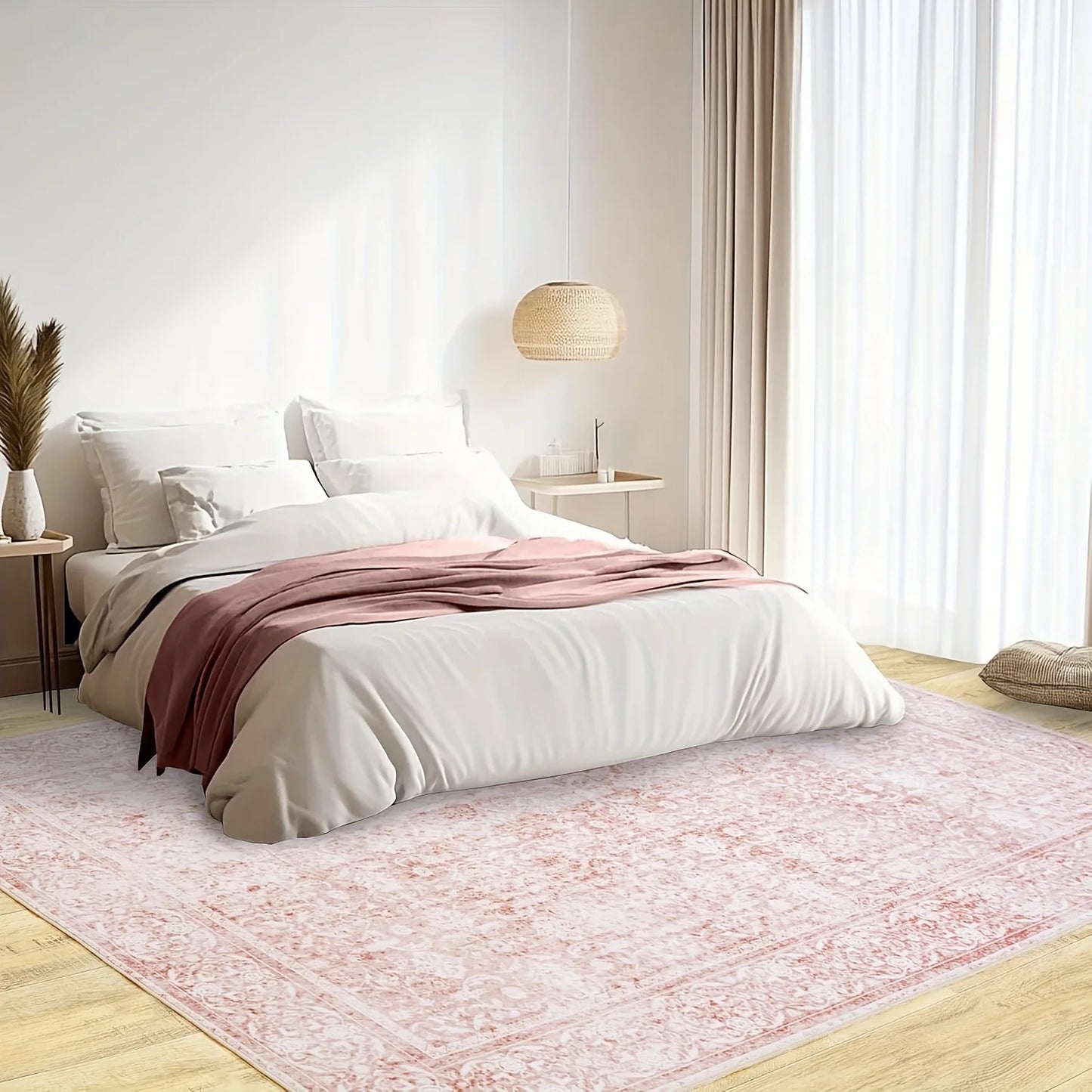 NONEDesign Floral Area Rug for Living Room Washable Vintage Style