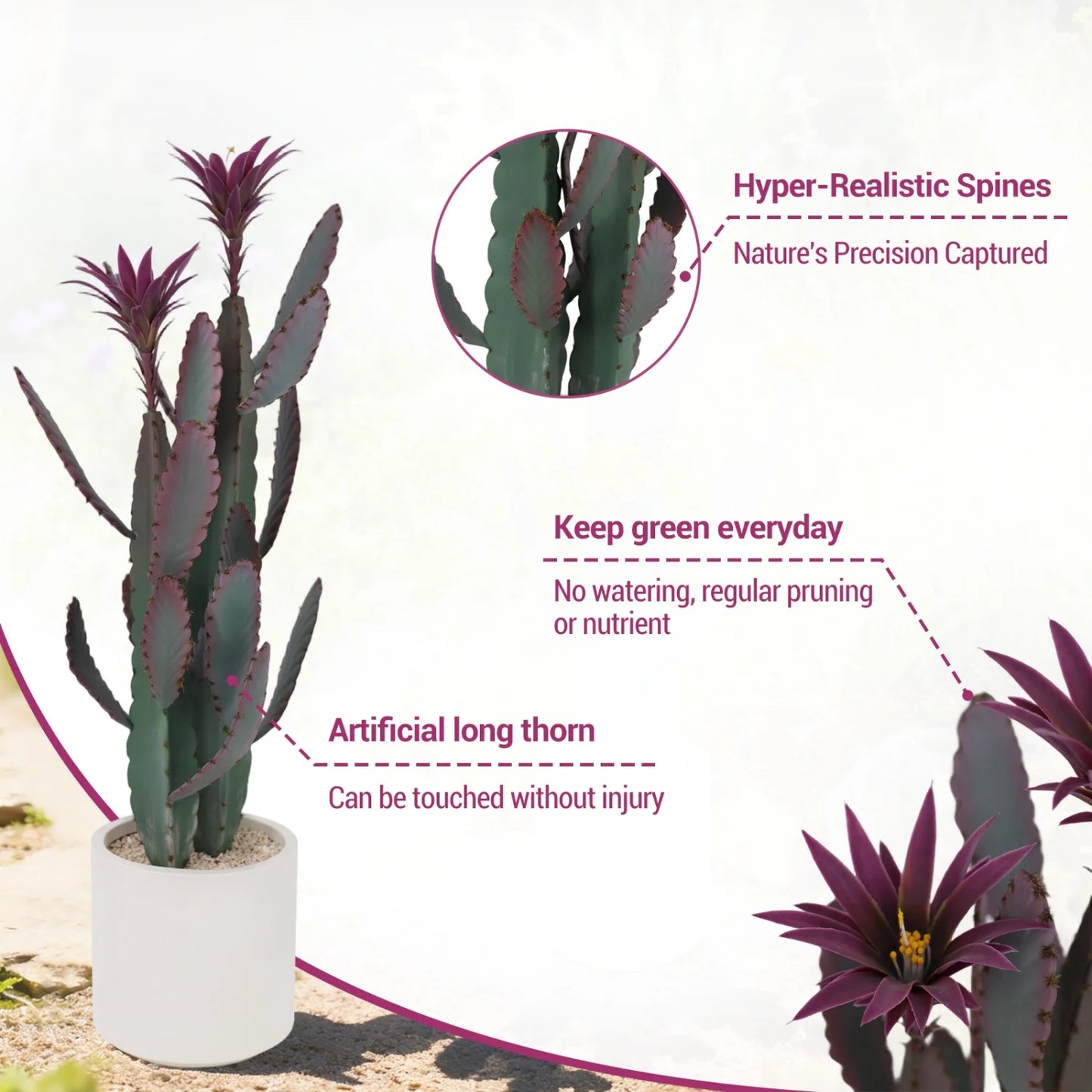 HiMISSCN Tall Artificial Cactus Plant With Planter For Home Decor