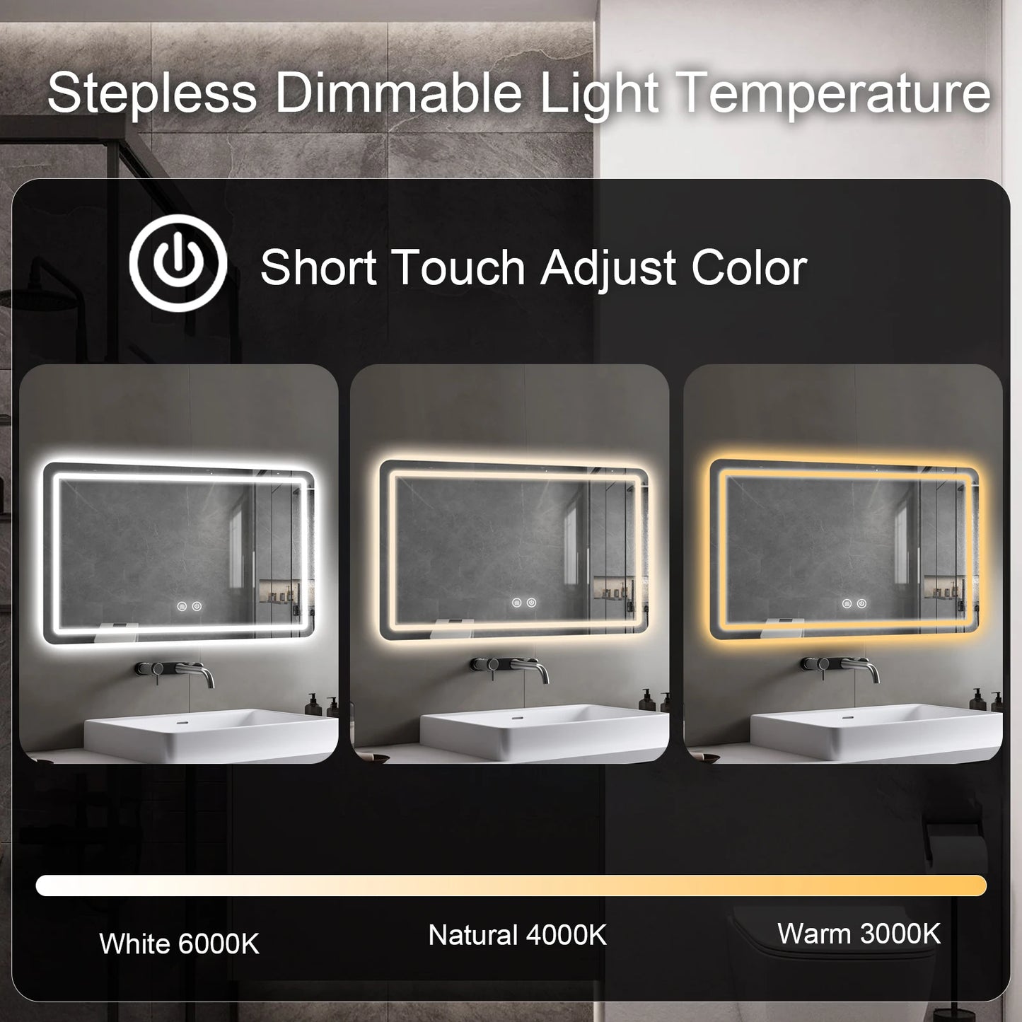 MYGIIVOVO LED Backlit Fogless Vanity Mirror With Demister And Dimmable