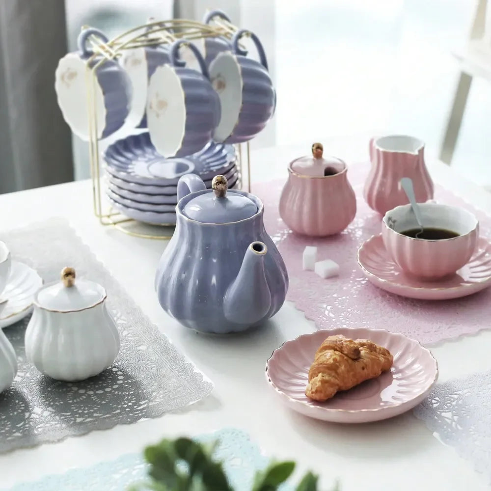XMSJ British Tea Set for 6 with Teapot and Accessories