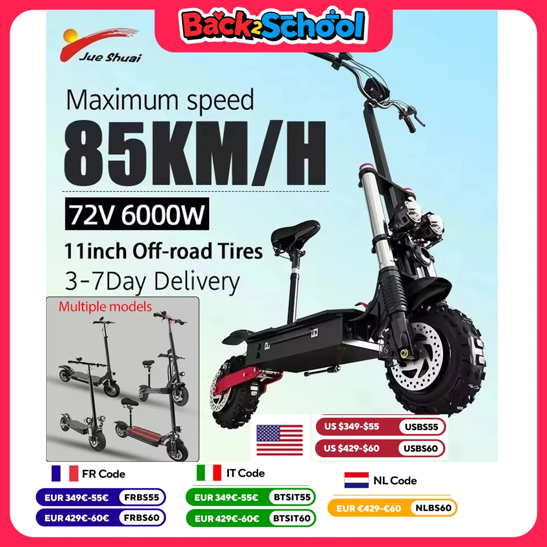 Jueshuai Outdoor Electric Scooter 48V-72V 1000W-6000W Off-Road Foldable