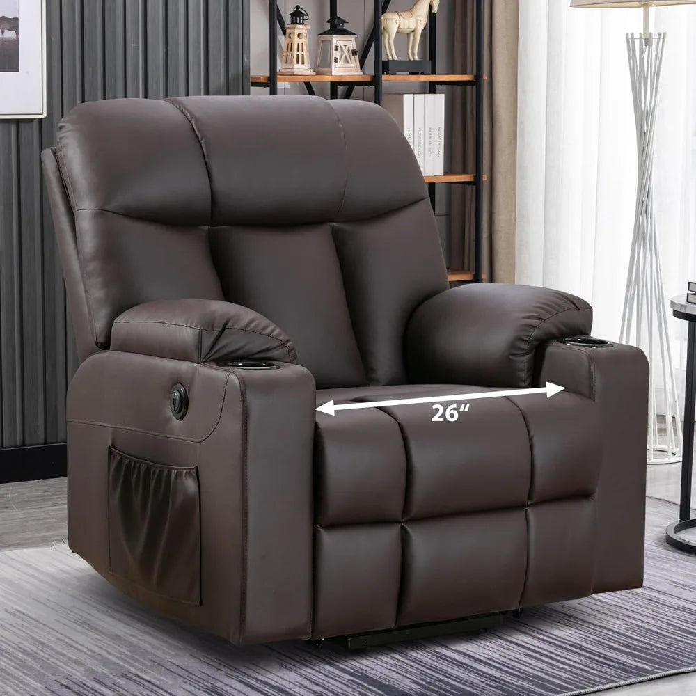 LZJV Oversized Power Lift Recliner Chair For Elderly With Faux Leather Heated Massage
