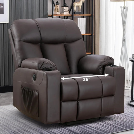 LZJV Oversized Power Lift Recliner Chair For Elderly With Faux Leather Heated Massage