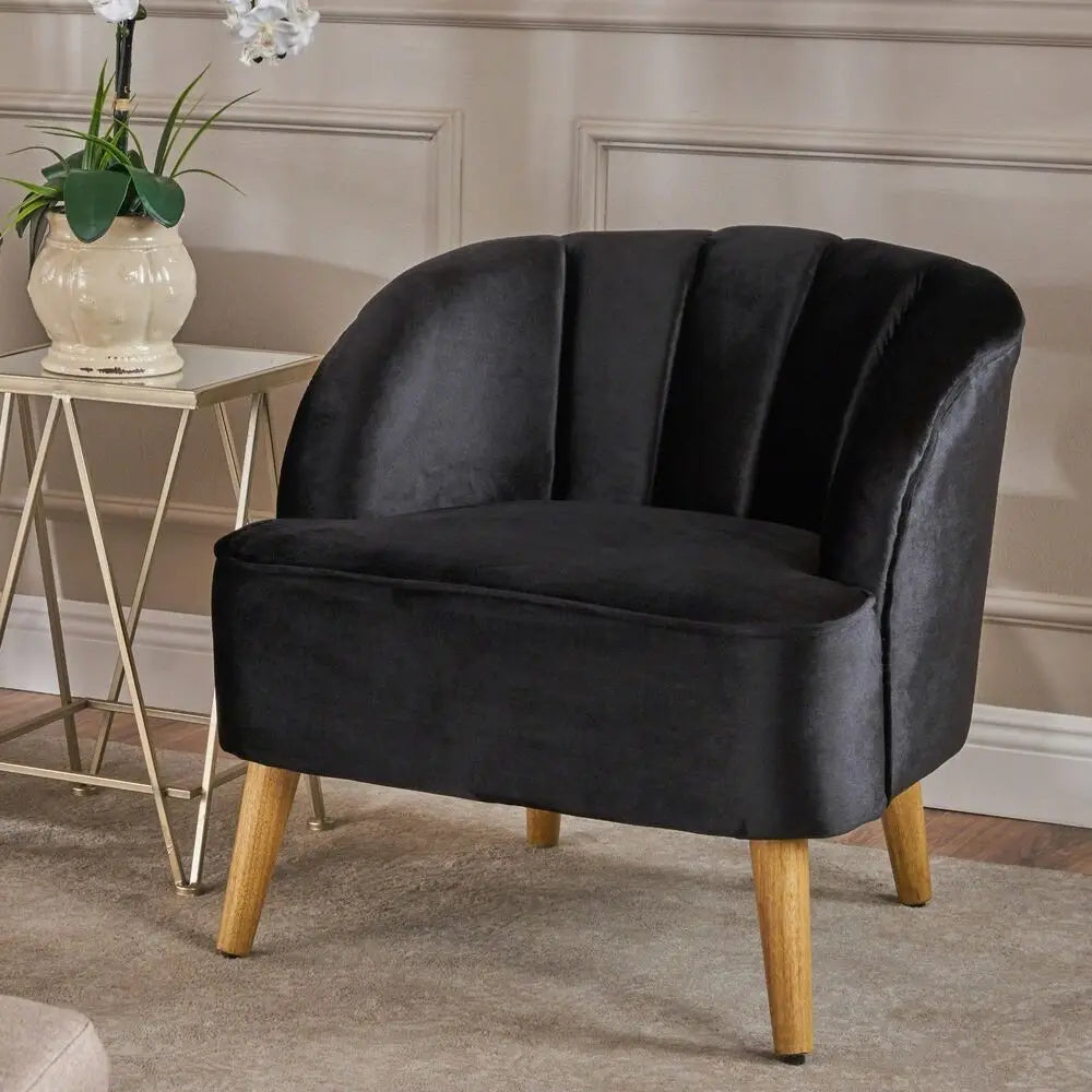 Velvet Channel Stitch Slope Arm Club Chair