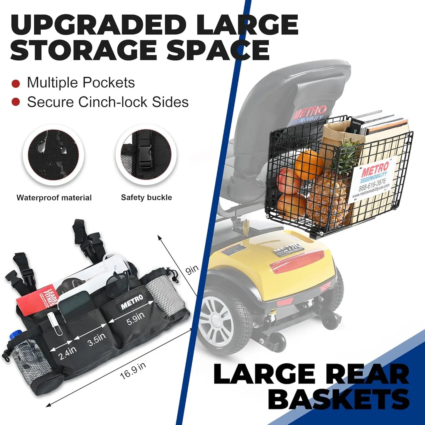 Four Wheel Powered Mobility Scooter 300 Pounds Capacity For Adults