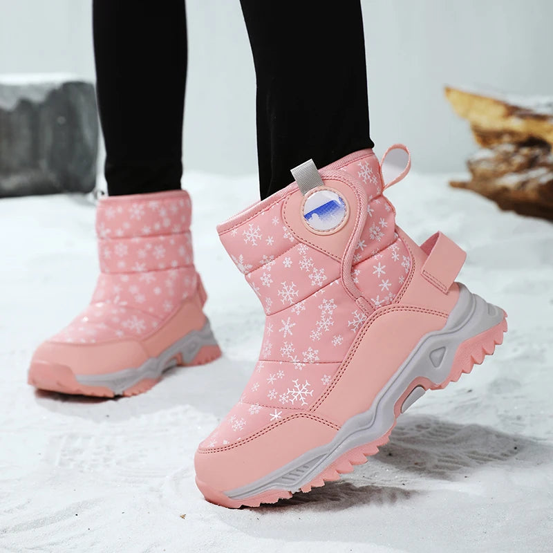 Unisex Kids Winter Boots Snow Leather Fashion Shoes