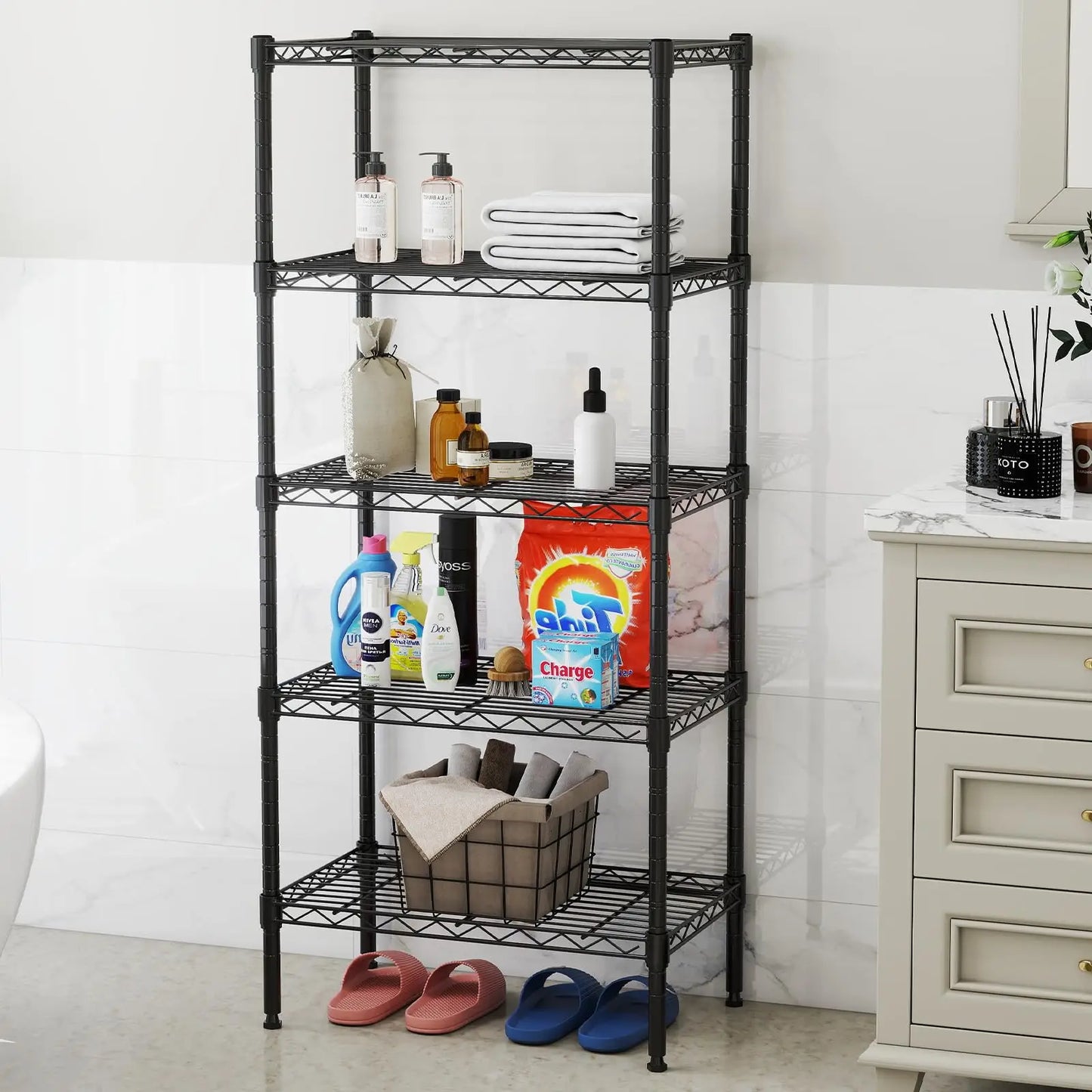 JHK 3-5 Tier Adjustable Metal Wire Storage Shelves Heavy Duty