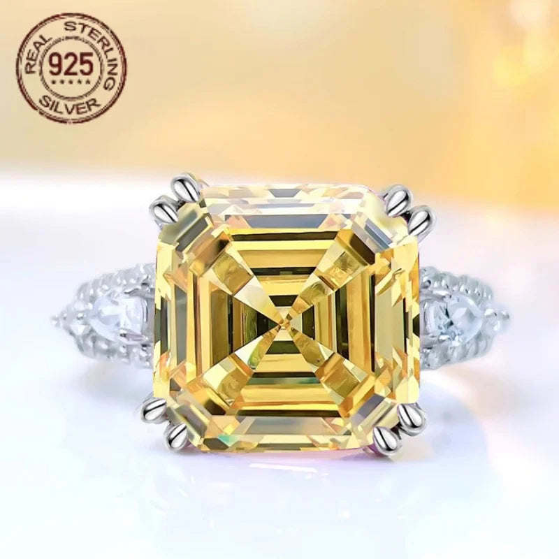 WPOOCC Asscher Cut Pink Topaz Citrine CZ Ring Sterling Silver