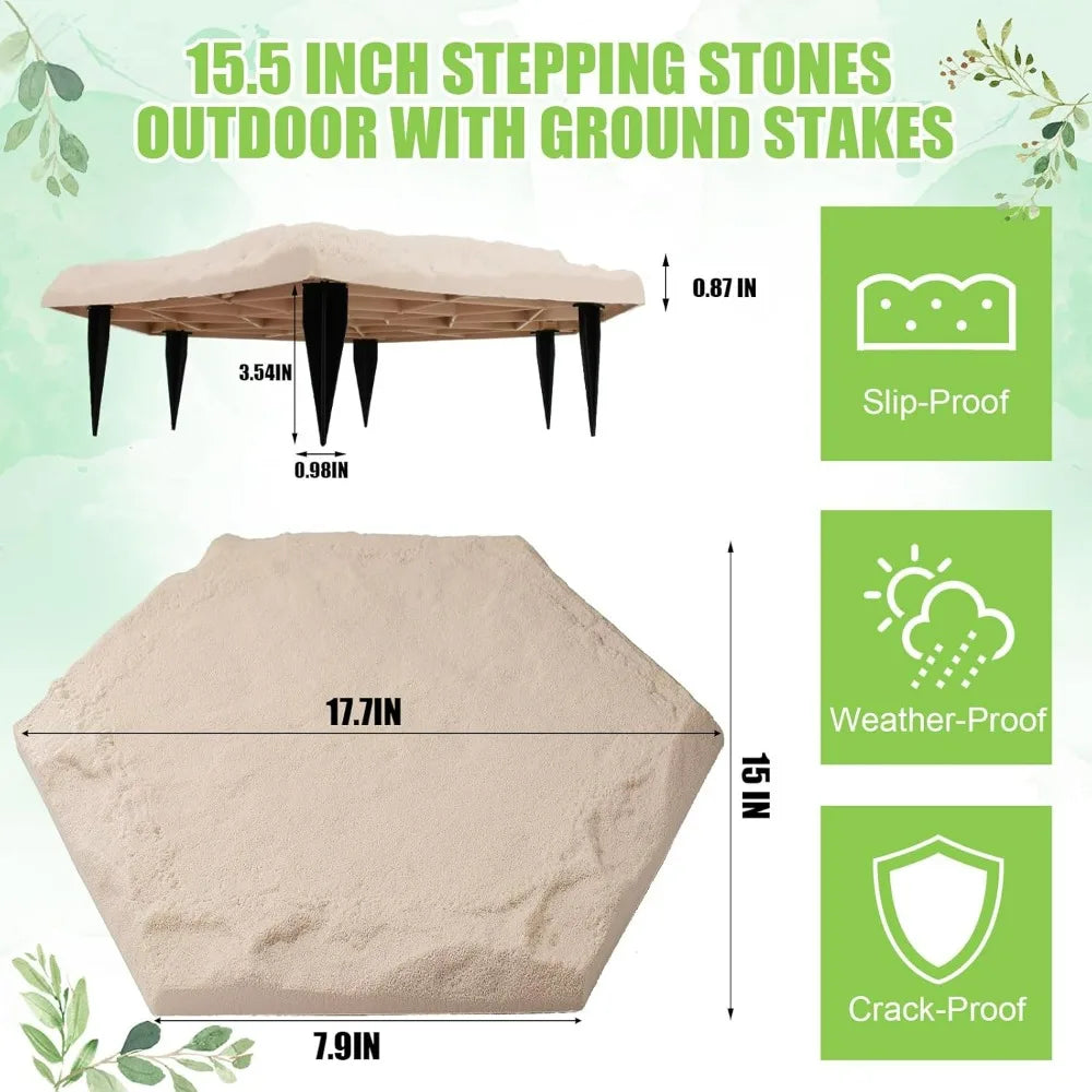 Color Garden Pathway Stepping Stones With Ground Stakes