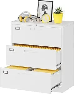 3 Drawer Lateral File Cabinet With Lock For Home Office