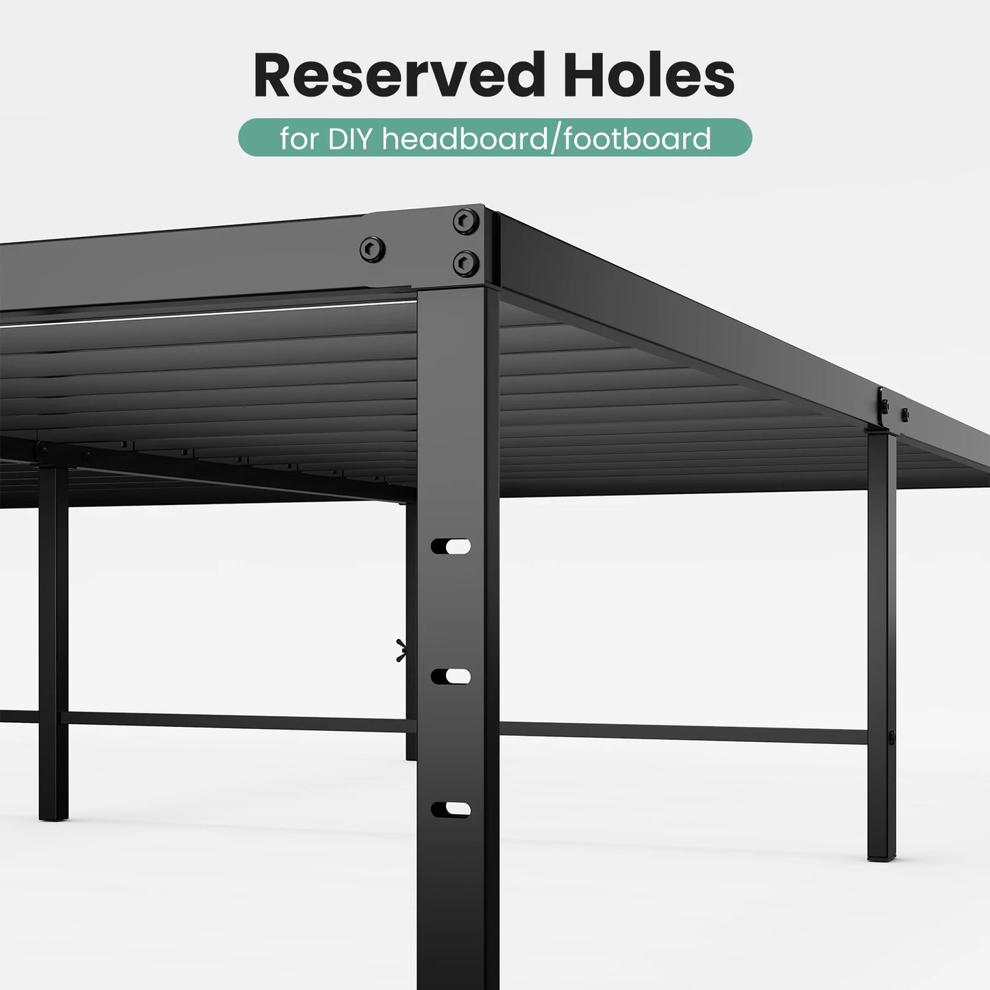 MCQ Platform Bed Frame With Storage Sturdy Slat Support