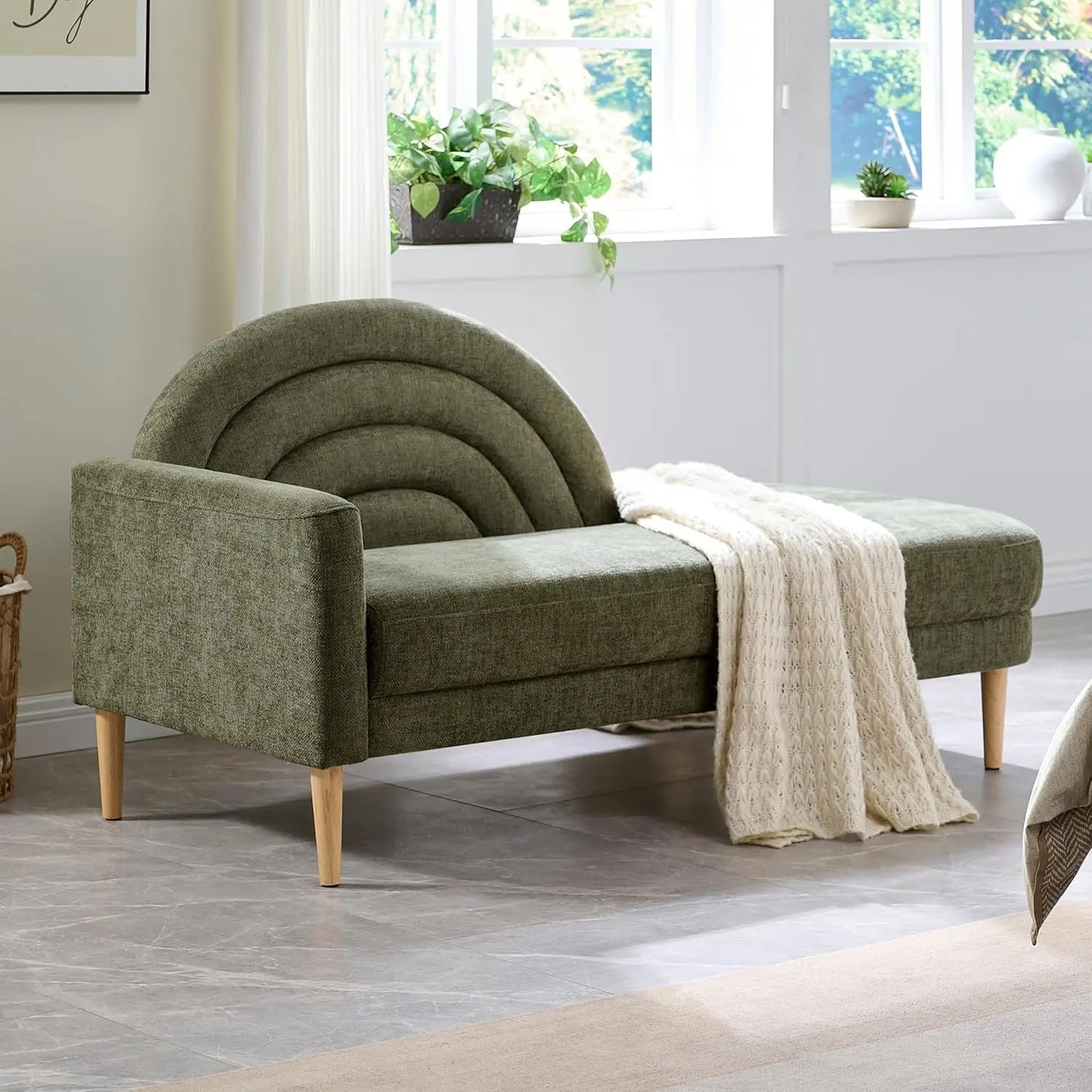 Indoor Chaise Lounge Chair With Right Armrest Upholstered Sofa Bed