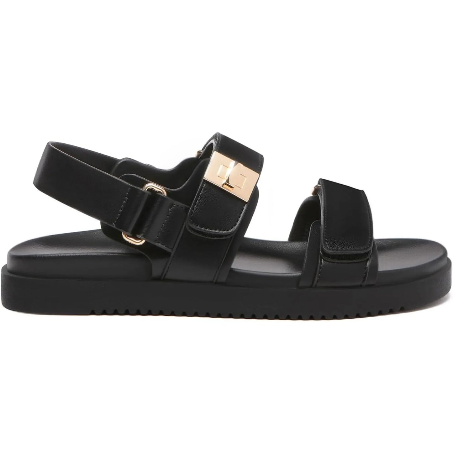 Women's Adjustable Leather Flat Sandals With Double Straps