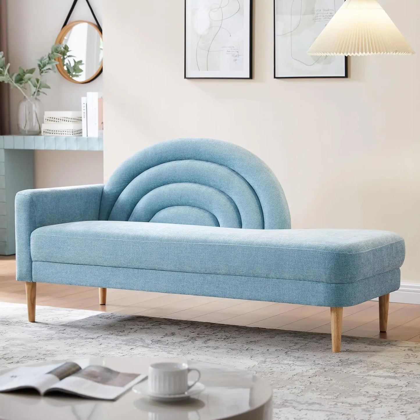 Indoor Chaise Lounge Chair With Right Armrest Upholstered Sofa Bed