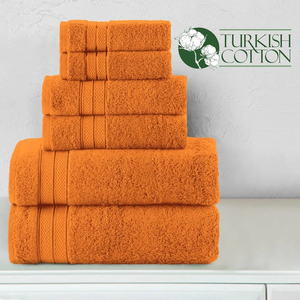 Turkish Cotton 6 Piece Towel Set Bath and Hand Towels