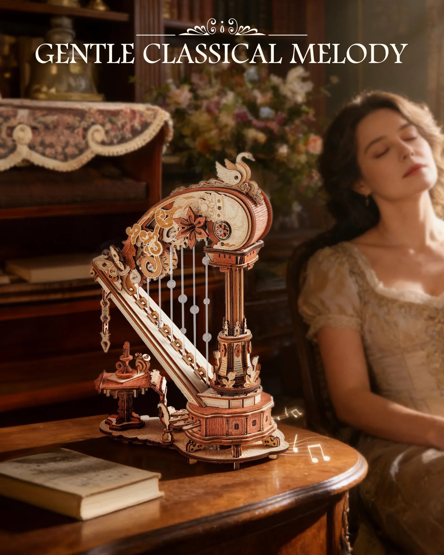 ROKR Magic Harp Music Box 3D Puzzle Kit Home Decor