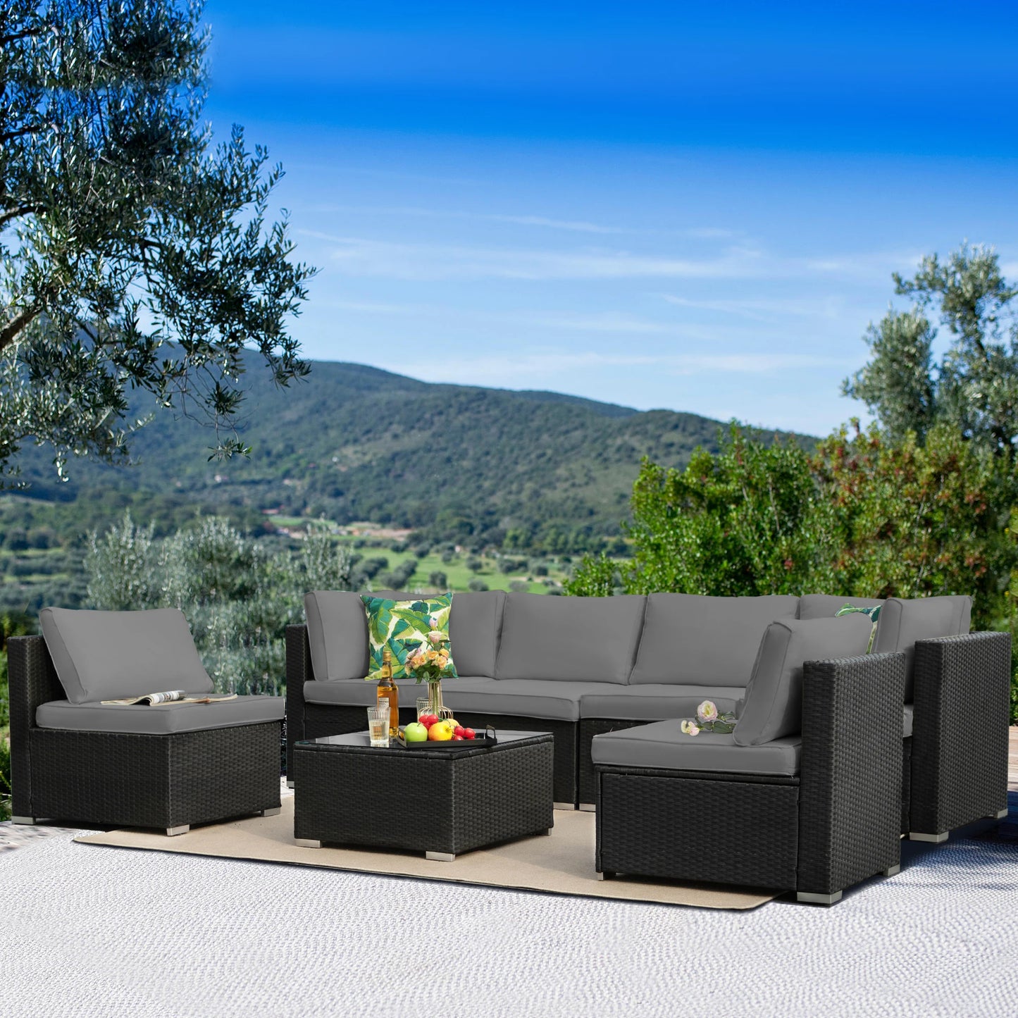 Naga Bahna Outdoor Sectional Sofa Set Rattan Wicker Patio