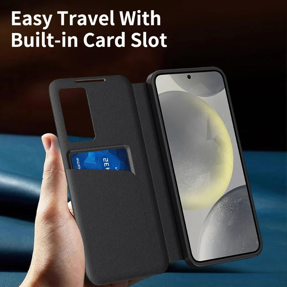 Noned Leather Wallet Card Slot Phone Case for Samsung Galaxy S25 Edge