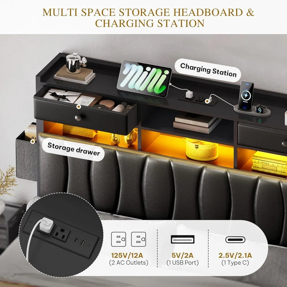 DAFIFY Upholstered Platform Bed Frame With Storage Drawers