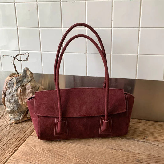 Vintage Suede Shoulder Bag For Women Crossbody Style