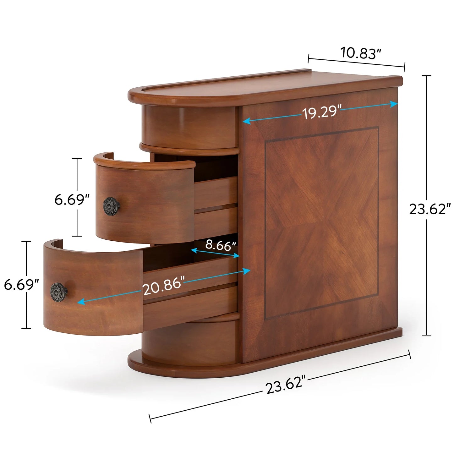 Tribesigns Modern Round Solid Wood End Table With Drawer