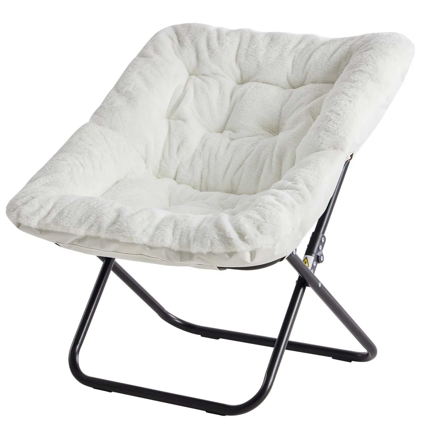 JHK Cozy Faux Fur Saucer Chair With Metal Frame Lounge