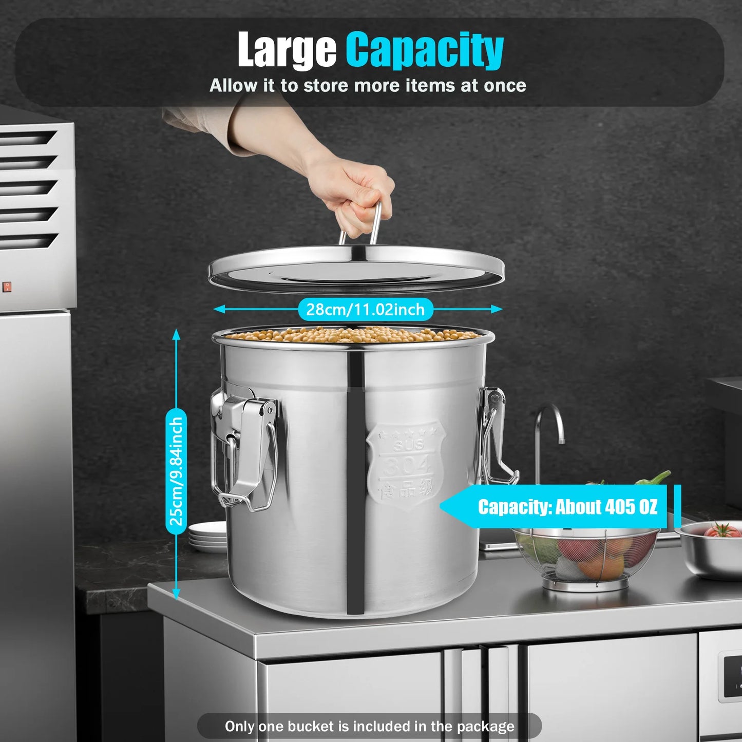 Bymaocar 304 Stainless Steel Cereal Rice Oil Storage Container Airtight
