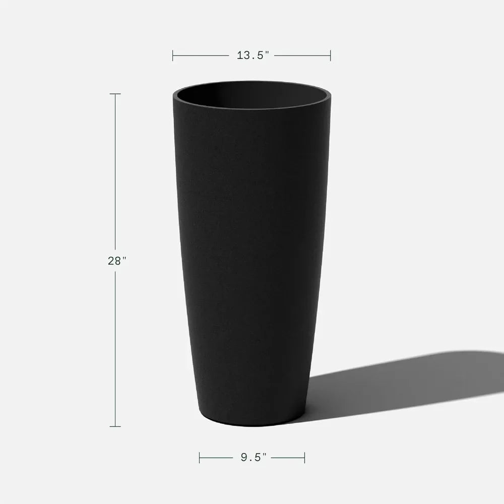 Round Plastic Stone Planter With Drainage Holes Indoors Outdoors