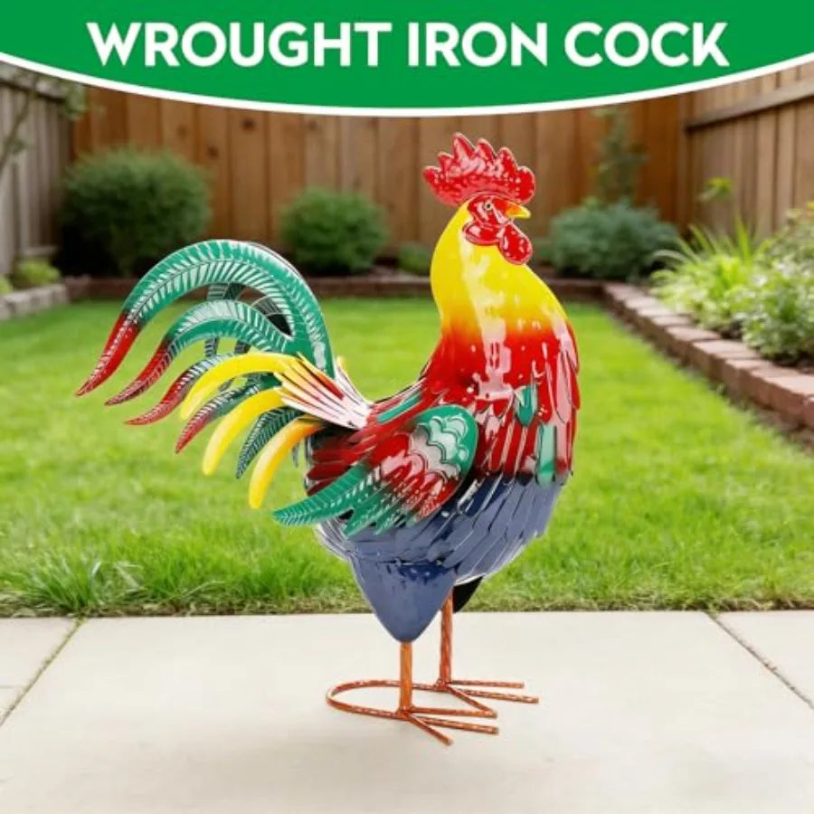 SHXI Metal Rooster Garden Statue Outdoor Decor For Yard And Lawn