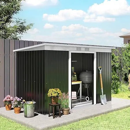Metal Outdoor Storage Shed With Lockable Door For Backyard Garage
