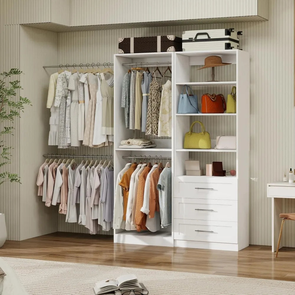 Modular Wood Closet Organizer System With Drawers and Rods