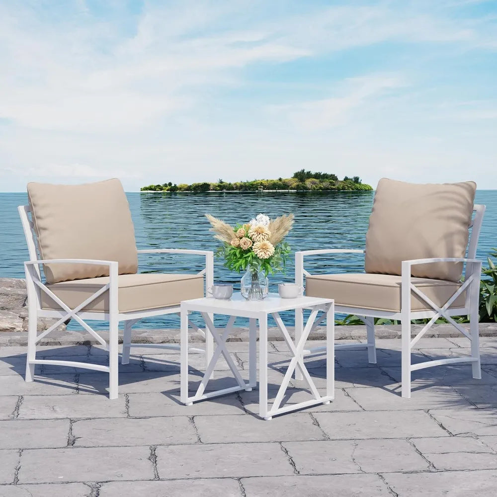 Modern Outdoor Metal Sectional Set With Conversation Chairs