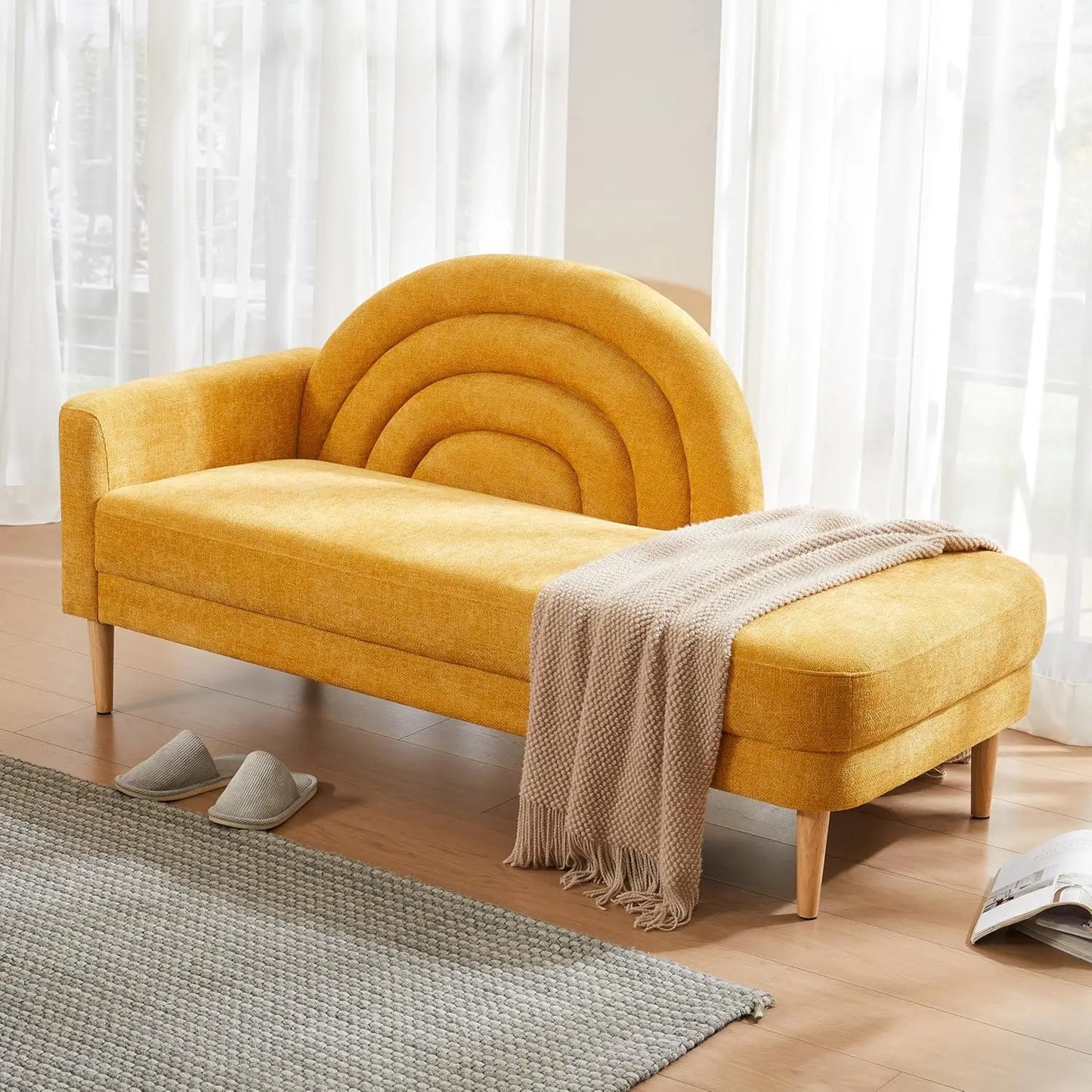 Indoor Chaise Lounge Chair With Right Armrest Upholstered Sofa Bed